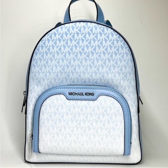 Michael Kors Light Blue and White Monogram Backpack main image 6